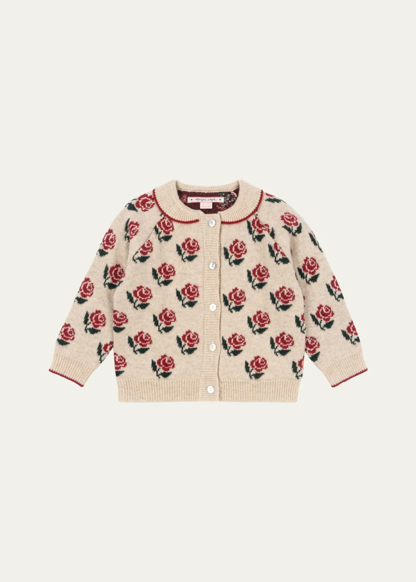 Konges SlojdGirl's Belou Intarsia Knit Cardigan, Size 12M-10