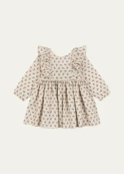Konges SlojdGirl's Cianna Long-Sleeve Bow Floral Cotton Dress, Size 18M-10