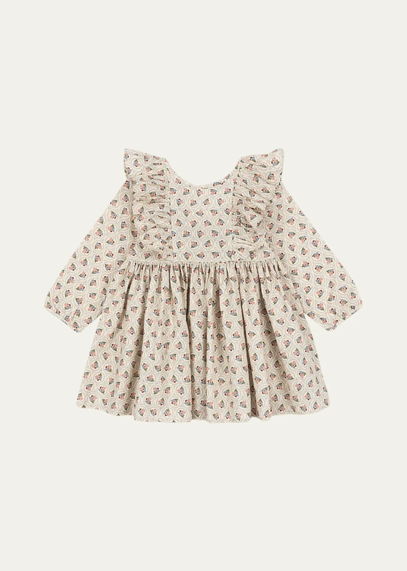 Konges SlojdGirl's Cianna Long-Sleeve Bow Floral Cotton Dress, Size 18M-10