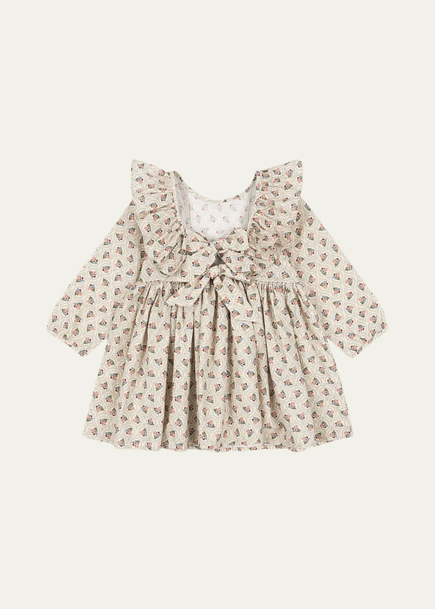 Konges SlojdGirl's Cianna Long-Sleeve Bow Floral Cotton Dress, Size 18M-10