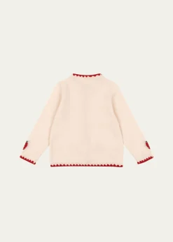 Konges SlojdGirl's Collette Strawberry-Embroidered Wool Cardigan, Size 18M-10