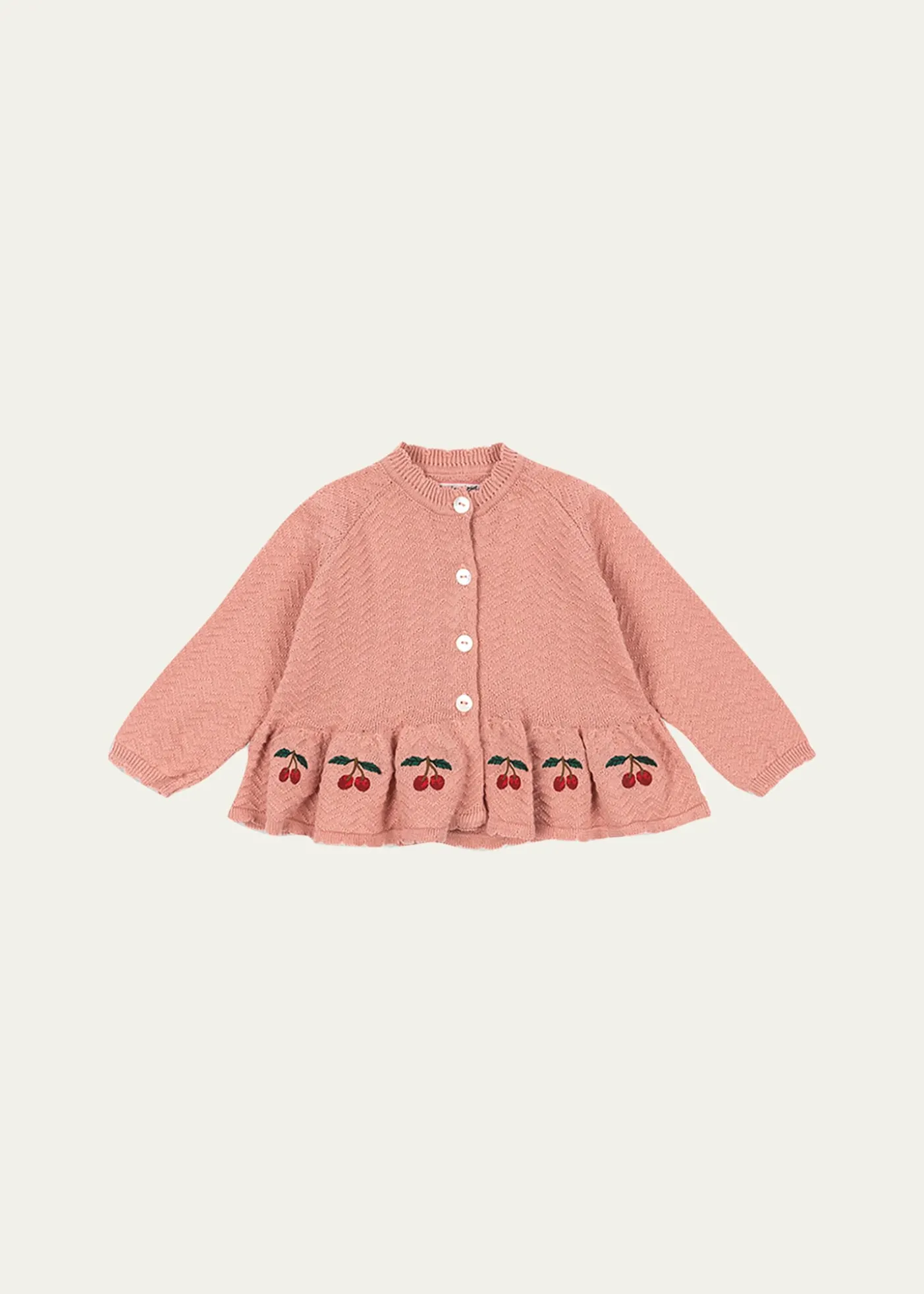 Konges SlojdGirl's Cypres Wavy Knit Peplum Cardigan, Size 3M-8