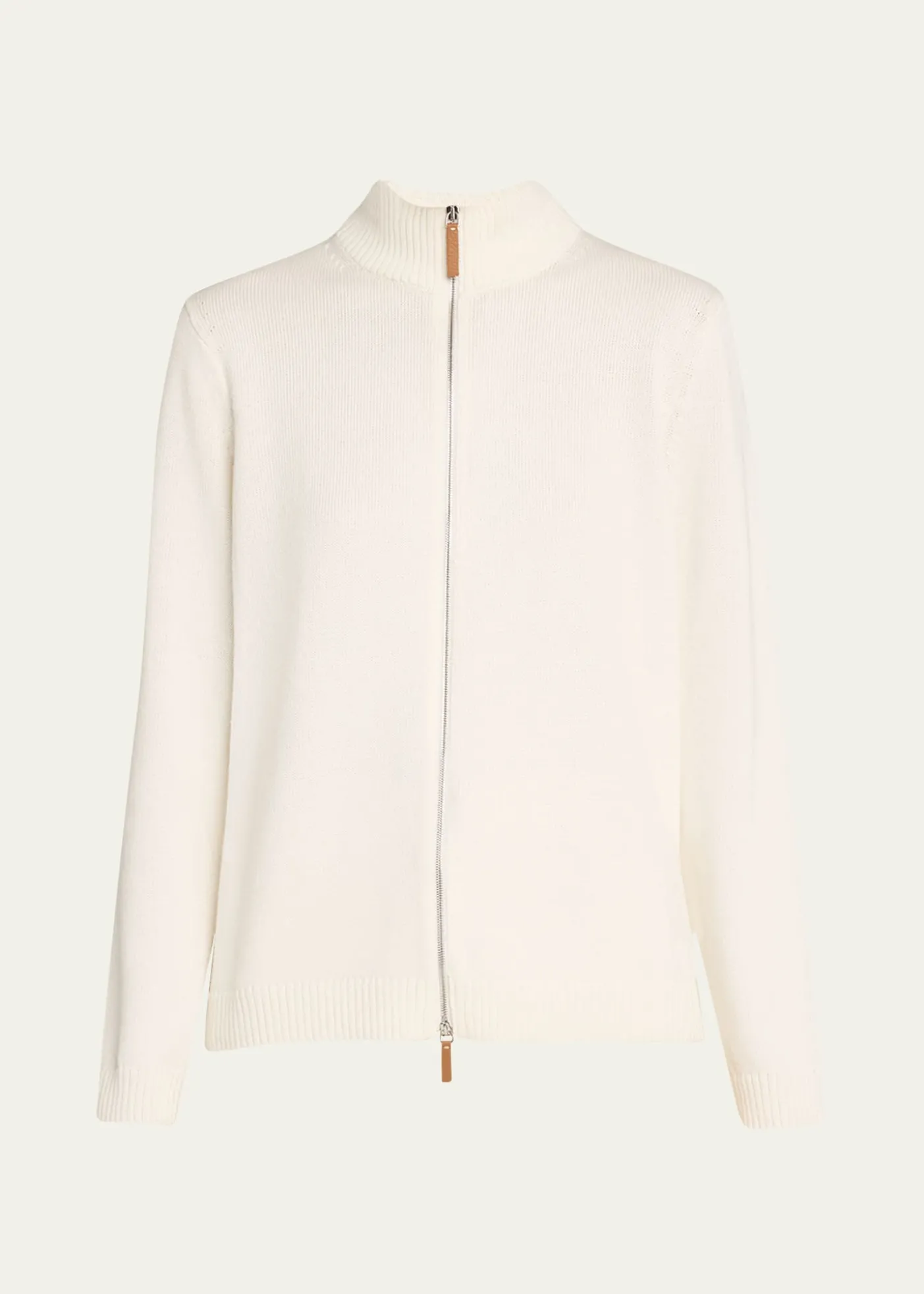 Lafayette 148 New YorkCotton-Silk Tape Fitted Bomber Sweater