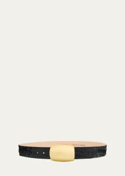 L'AgenceMilou Croc-Embossed Leather Belt
