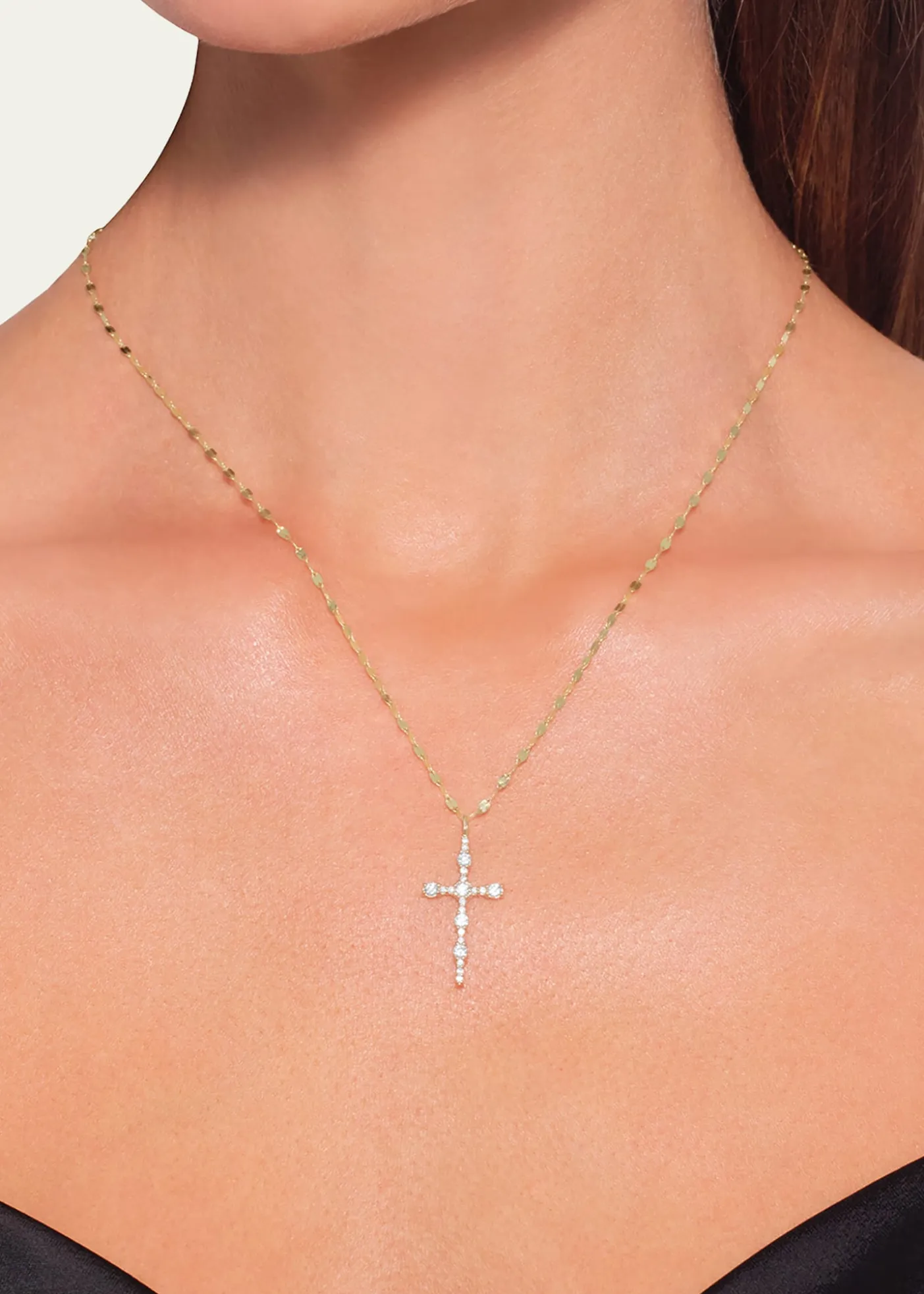LanaElevated Diamond Everyday Cross Necklace in 14K Yellow Gold, 18"L