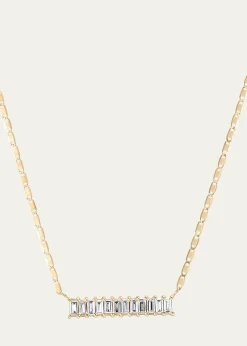 Lana14K Gold Baguette Diamond Bar Pendant Necklace, 0.33 tcw