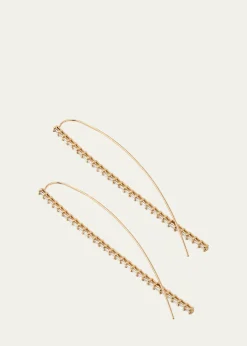 Lana14K Gold Baguette Diamond Narrow Upside-Down Threader Hoop Earrings