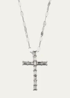 Lana14K Gold Baguette Everyday Cross Pendant Necklace with Jump Ring, 16-18"L