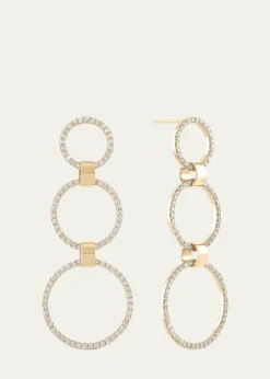 Lana14K Gold Flawless Three Circle Linear Link Earrings