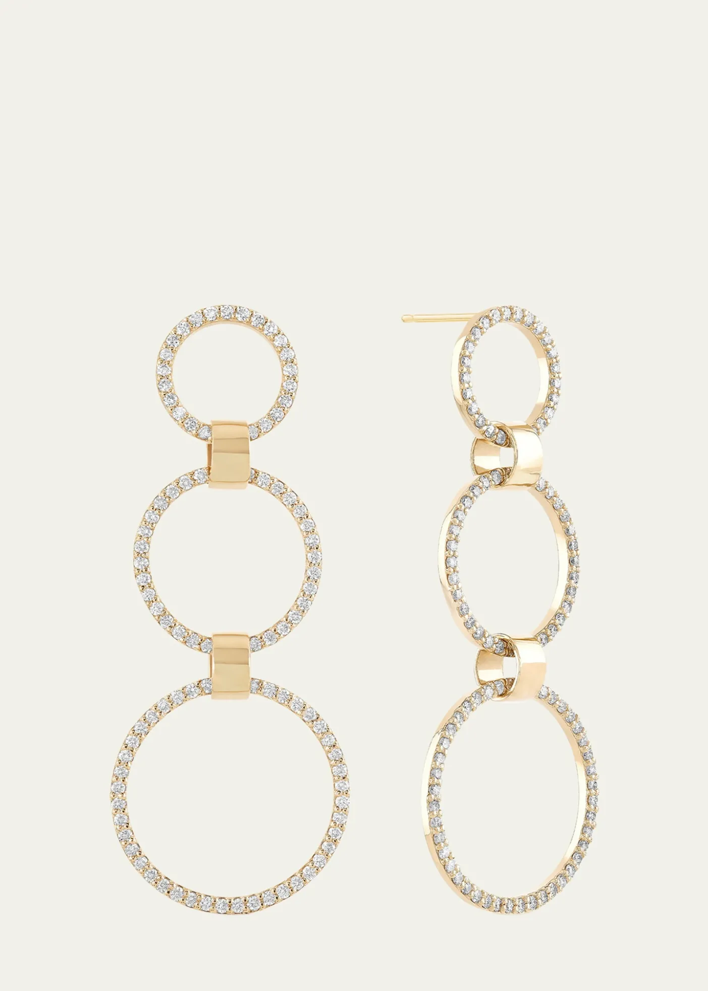 Lana14K Gold Flawless Three Circle Linear Link Earrings