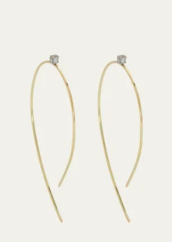 Lana14K Gold Mini Wire Hooked On Hoop Earrings with Diamonds, 38mm