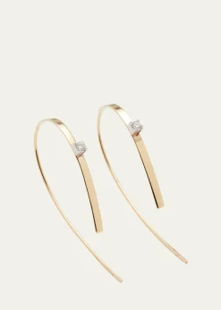 Lana14K Gold Small Flat Forward Facing Hooked On Hoop Earrings with Diamonds