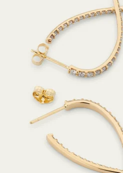 Lana14K Gold Small Flawless Front/Back Upside Down Diamond Hoop Earrings