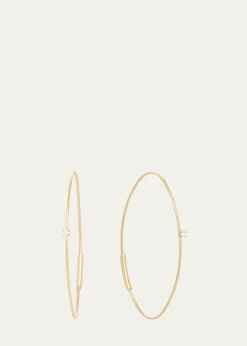Lana14K Gold Small Oval Magic Hoop Earrings with Diamonds