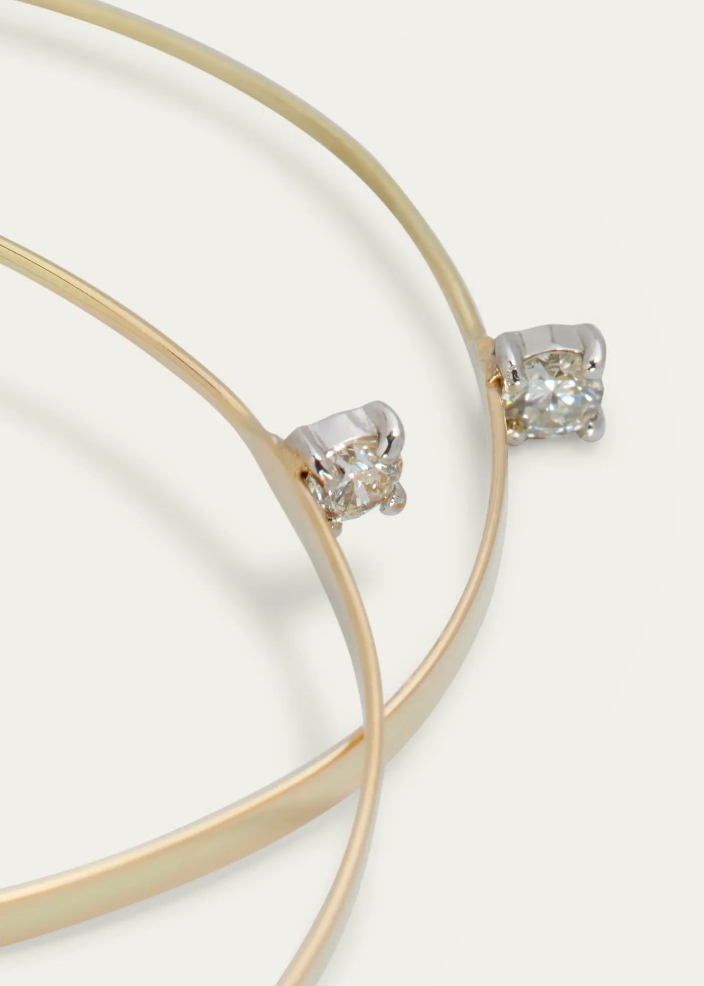 Lana14K Gold Solo Large Flat Upside Down Hoop Earrings with Diamonds, 60mm