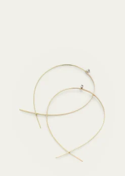 Lana14K Gold Solo Large Flat Upside Down Hoop Earrings with Diamonds, 60mm