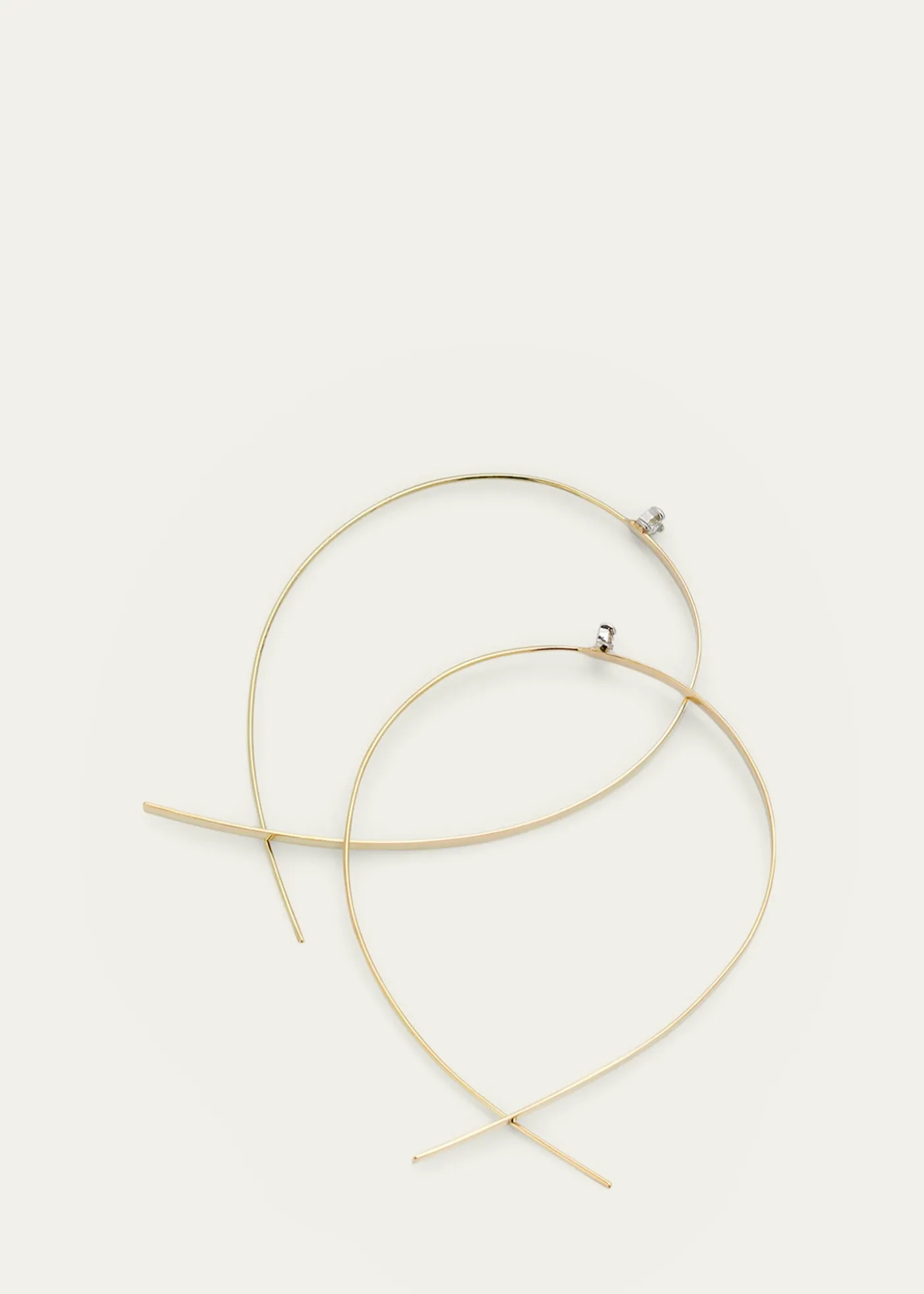 Lana14K Gold Solo Large Flat Upside Down Hoop Earrings with Diamonds, 60mm