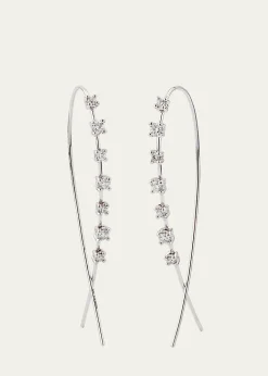 Lana14K Gold Solo Mini Narrow Upside Down Hoop Earrings with Diamonds, 41mm