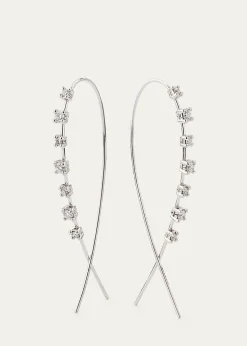 Lana14K Gold Solo Mini Narrow Upside Down Hoop Earrings with Diamonds, 41mm