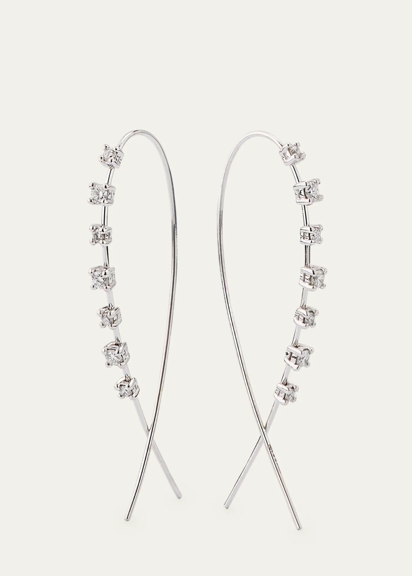Lana14K Gold Solo Mini Narrow Upside Down Hoop Earrings with Diamonds, 41mm