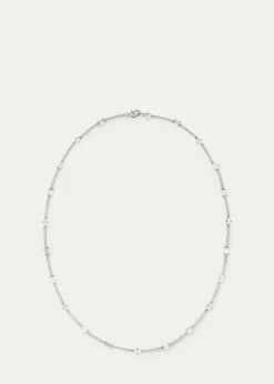 Lana14K White Gold Fancies Curve Link Necklace with Diamonds, 16"L