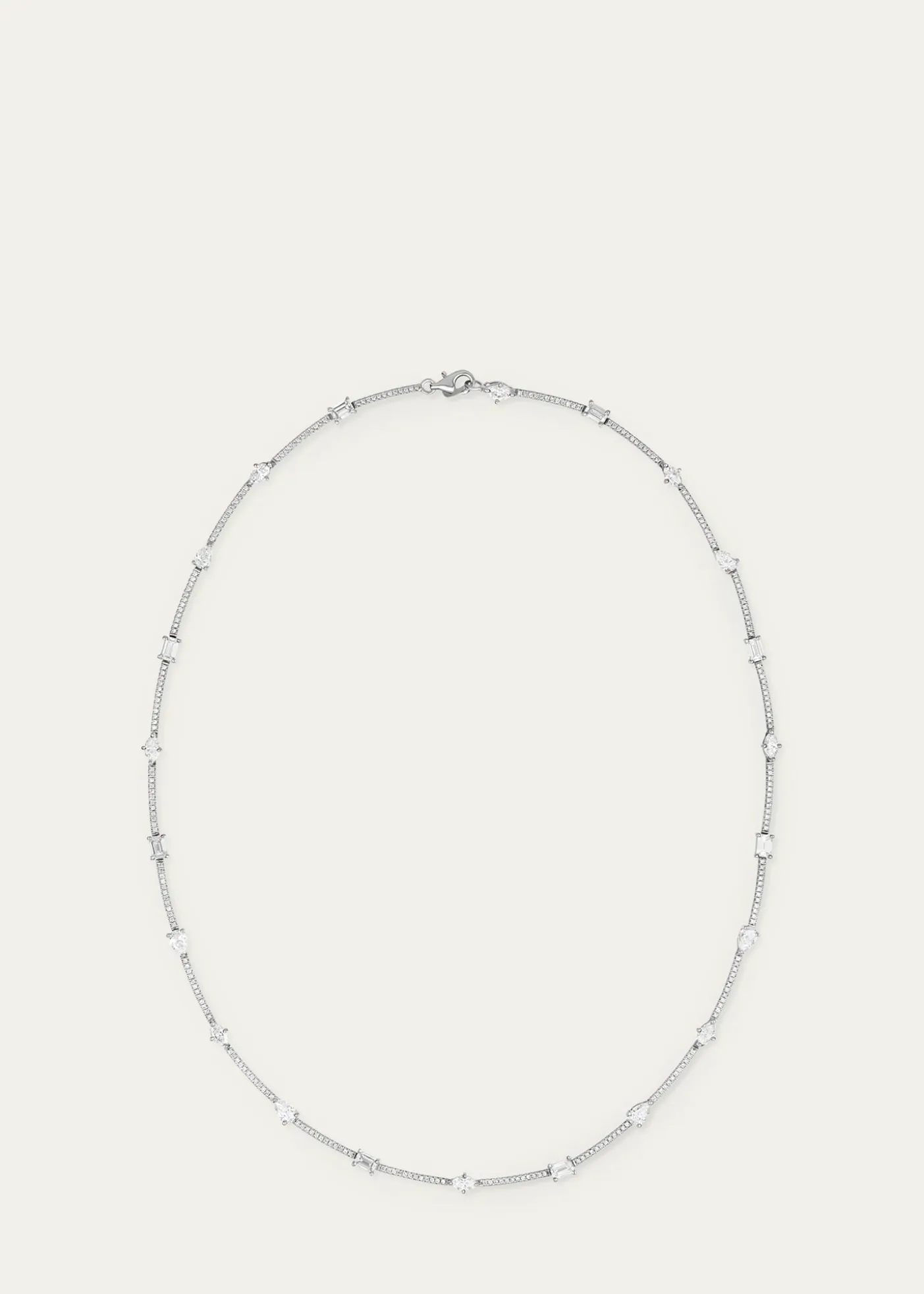Lana14K White Gold Fancies Curve Link Necklace with Diamonds, 16"L