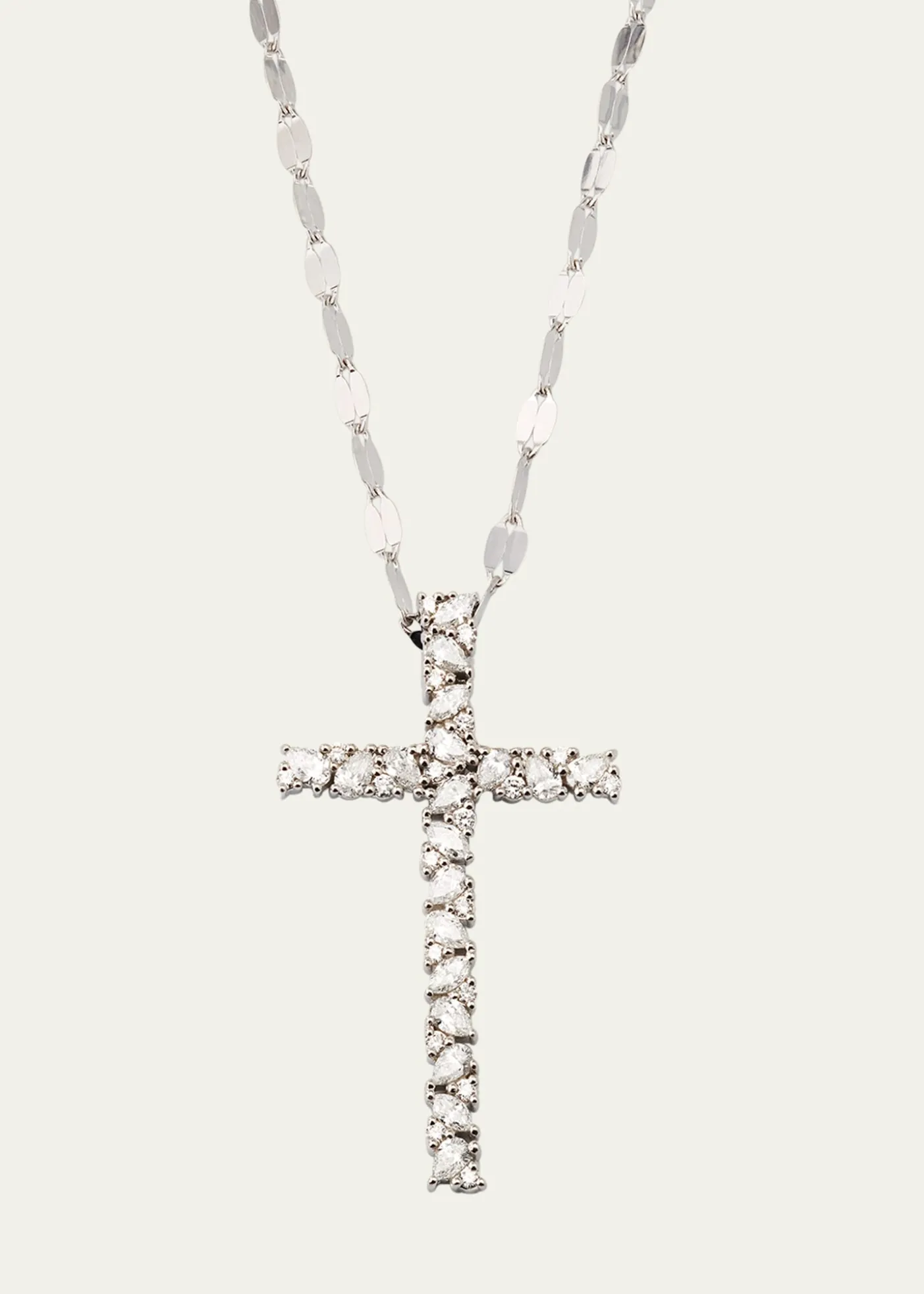 Lana14K White Gold Multi Fancies Diamond Cross Pendant Necklace