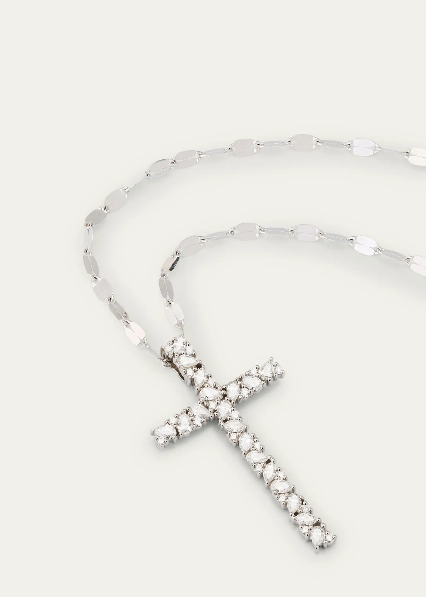 Lana14K White Gold Multi Fancies Diamond Cross Pendant Necklace