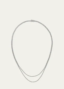 Lana14K White Gold Skinny Double Strand Diamond Tennis Necklace, 15"L