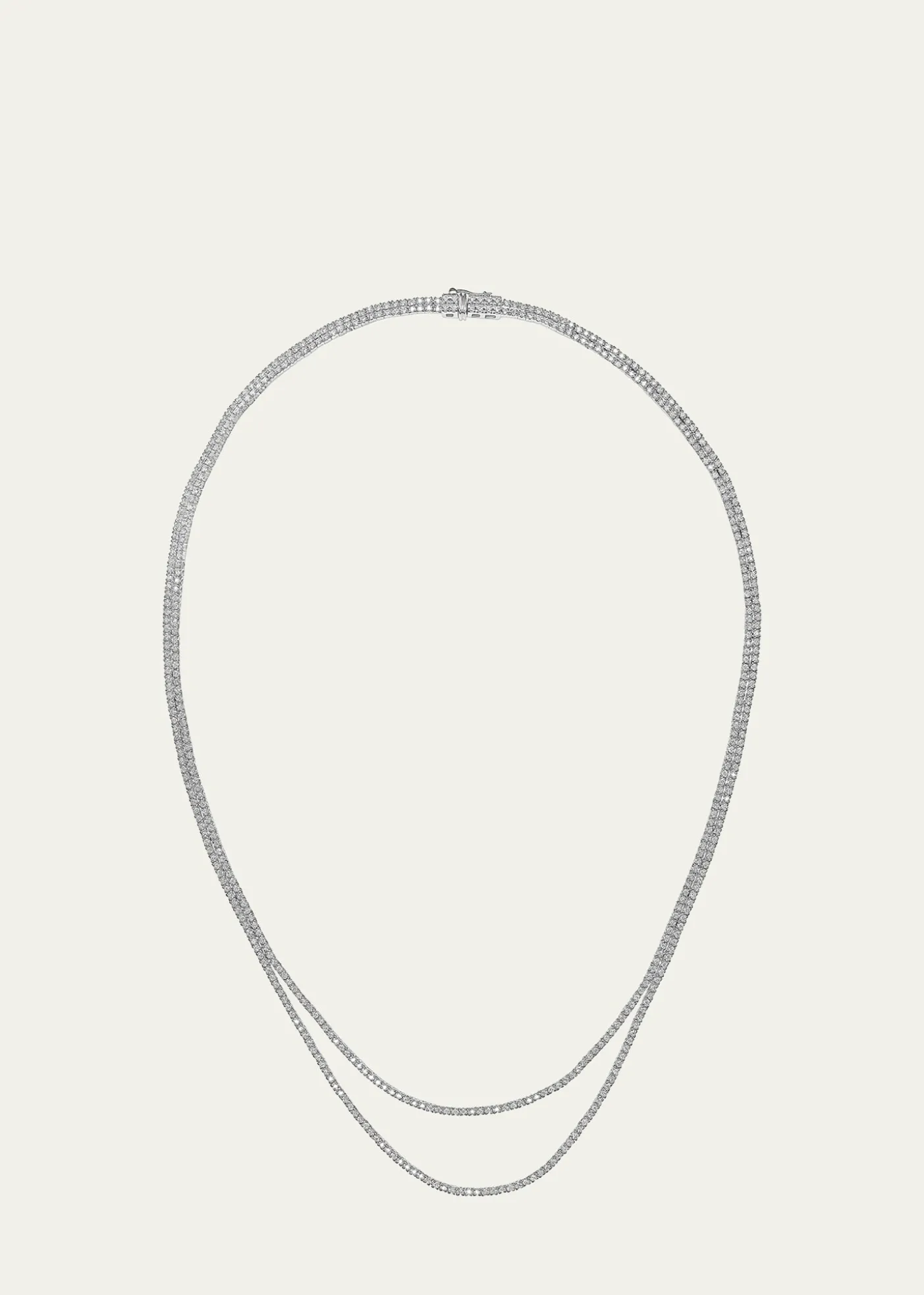 Lana14K White Gold Skinny Double Strand Diamond Tennis Necklace, 15"L