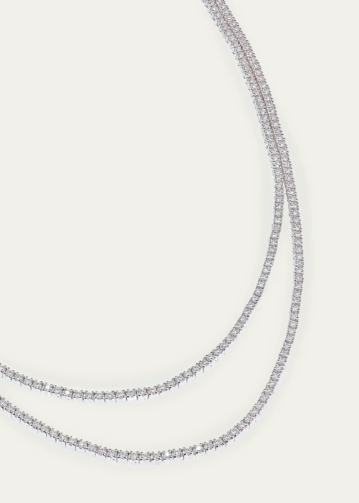 Lana14K White Gold Skinny Double Strand Diamond Tennis Necklace, 15"L