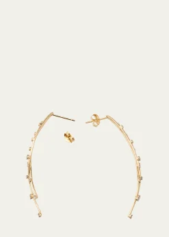 Lana14K Yellow Gold Curved Crossover Solo Linear Diamond Earrings