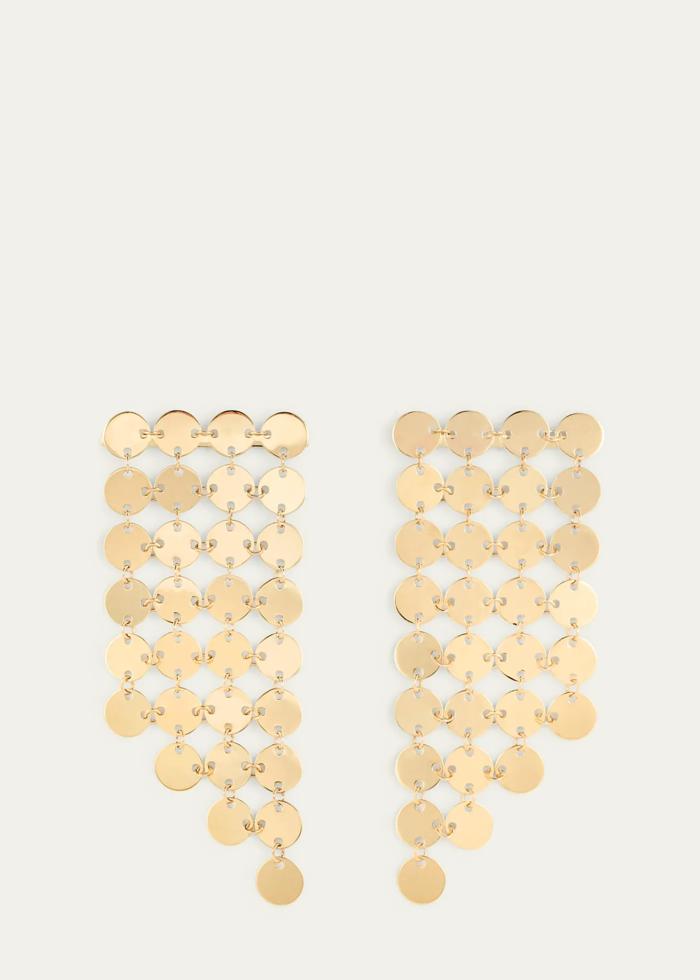 Lana14K Yellow Gold 4-Strand Laser Disc Chainmail Fringe Earrings