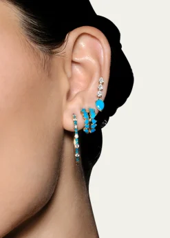 LanaSmall Turquoise and Diamond Hoop Earrings, 30mm