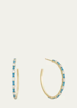 LanaSmall Turquoise and Diamond Hoop Earrings, 30mm