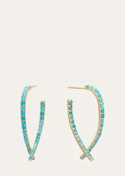 LanaSmall Turquoise Front to Back Upside Down Hoop Earrings