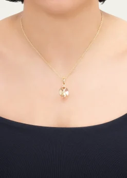 L. KleinPrisma 18k Gold & Crystal Quartz Medium Pendant Classic Chain Necklace