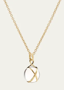 L. KleinPrisma 18k Gold & Crystal Quartz Medium Pendant Classic Chain Necklace