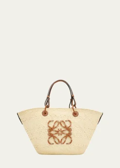 LoeweAnagram Woven Palm Leaf Basket Tote Bag