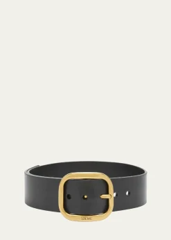 LoeweCurved Buckle Leather Belt