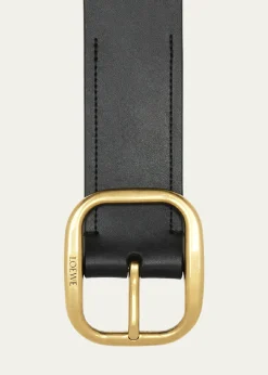 LoeweCurved Buckle Leather Belt