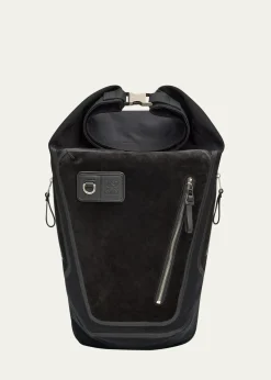 LoeweMen's Flex Roll-Top Canvas & Suede Backpack