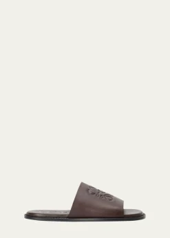 LoeweMen's Flex Anagram Soft Calfskin Slide Sandals