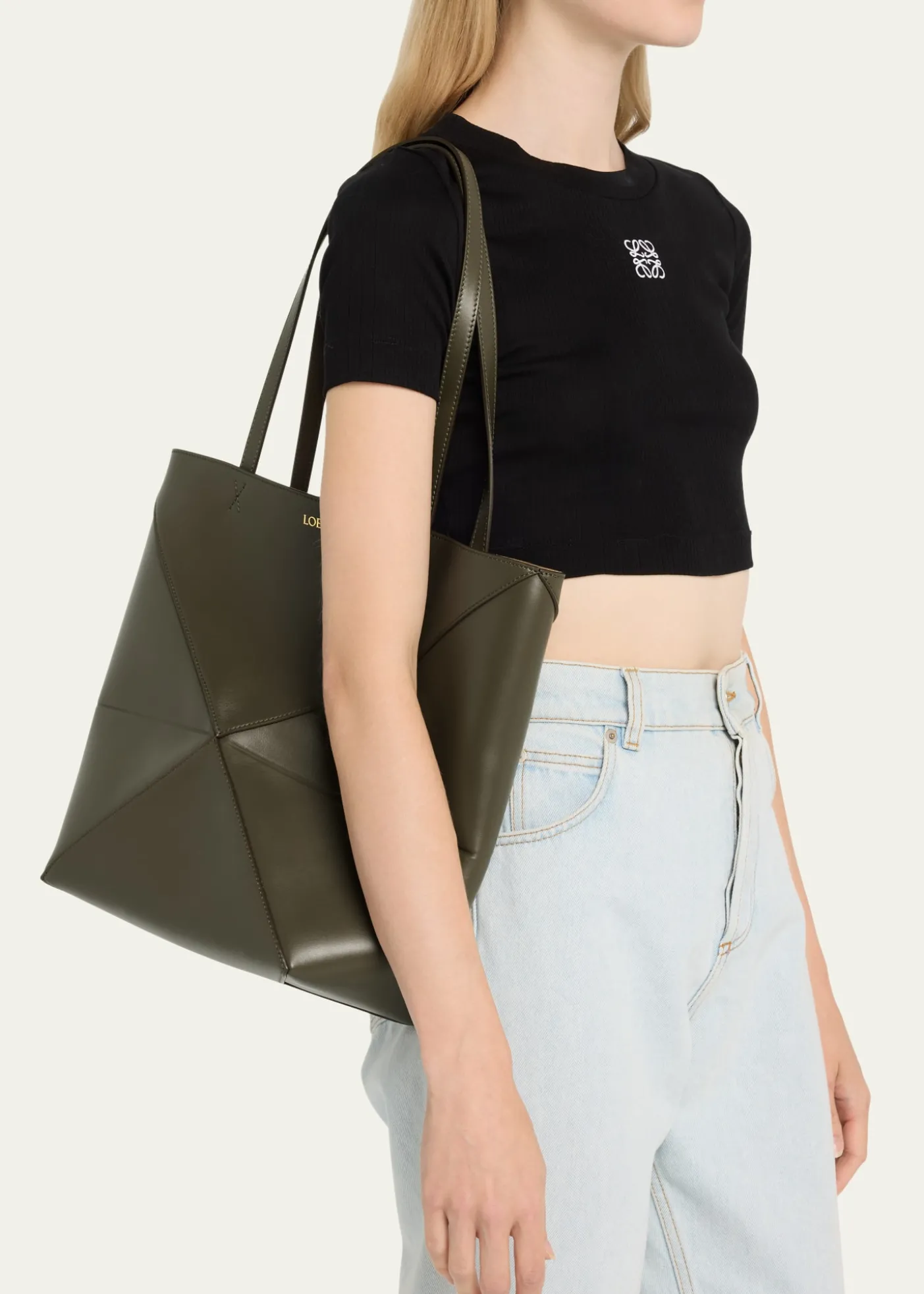 LoewePuzzle Fold Medium Tote Bag in Shiny Leather