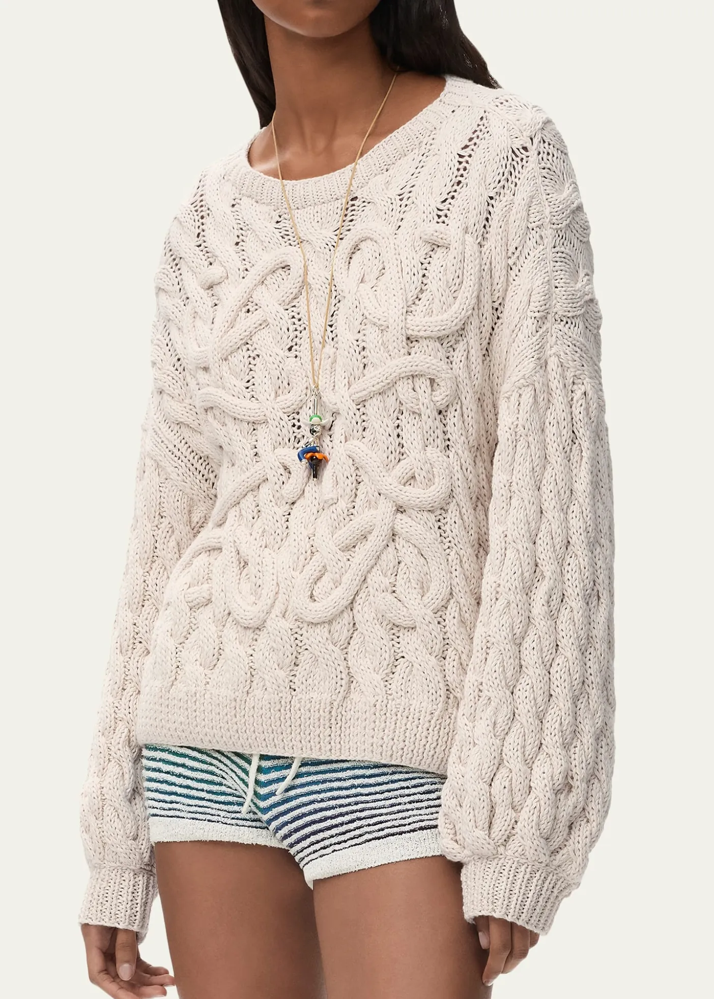 Loewex Paula's Ibiza Anagram Cable-Knit Sweater