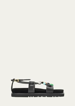 Loewex Paula's Ibiza Anagram Pebble Bead Leather Sandals