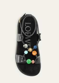 Loewex Paula's Ibiza Anagram Pebble Bead Leather Sandals