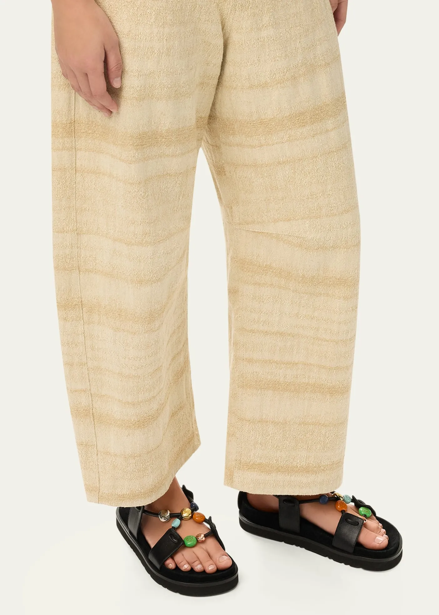 Loewex Paula's Ibiza Anagram Pebble Bead Leather Sandals