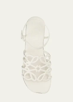 Loewex Paula's Ibiza Petal Anagram Leather Ankle-Strap Sandals