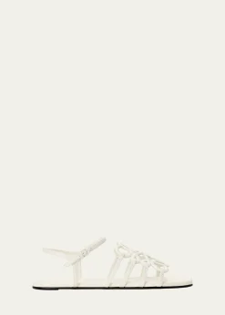 Loewex Paula's Ibiza Petal Anagram Leather Ankle-Strap Sandals